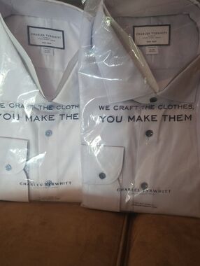 2 Dress Shirts- Charles Tyrwhitt Men's Light Blue Dress Shirt&White Dress Shirt